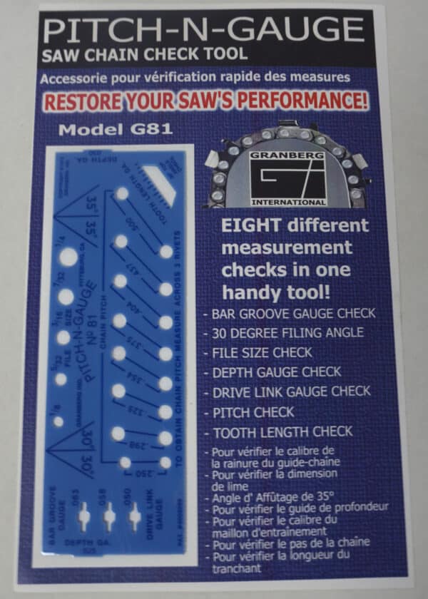 G81 Pitch n Gauge Saw Chain Check Tool
