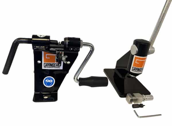 A chain breaker and a chain spinner sit side by side on a white background.